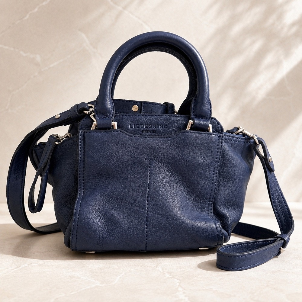 Liebeskind Berlin Minya Toredo Blue Leather Satchel Crossbody Bag